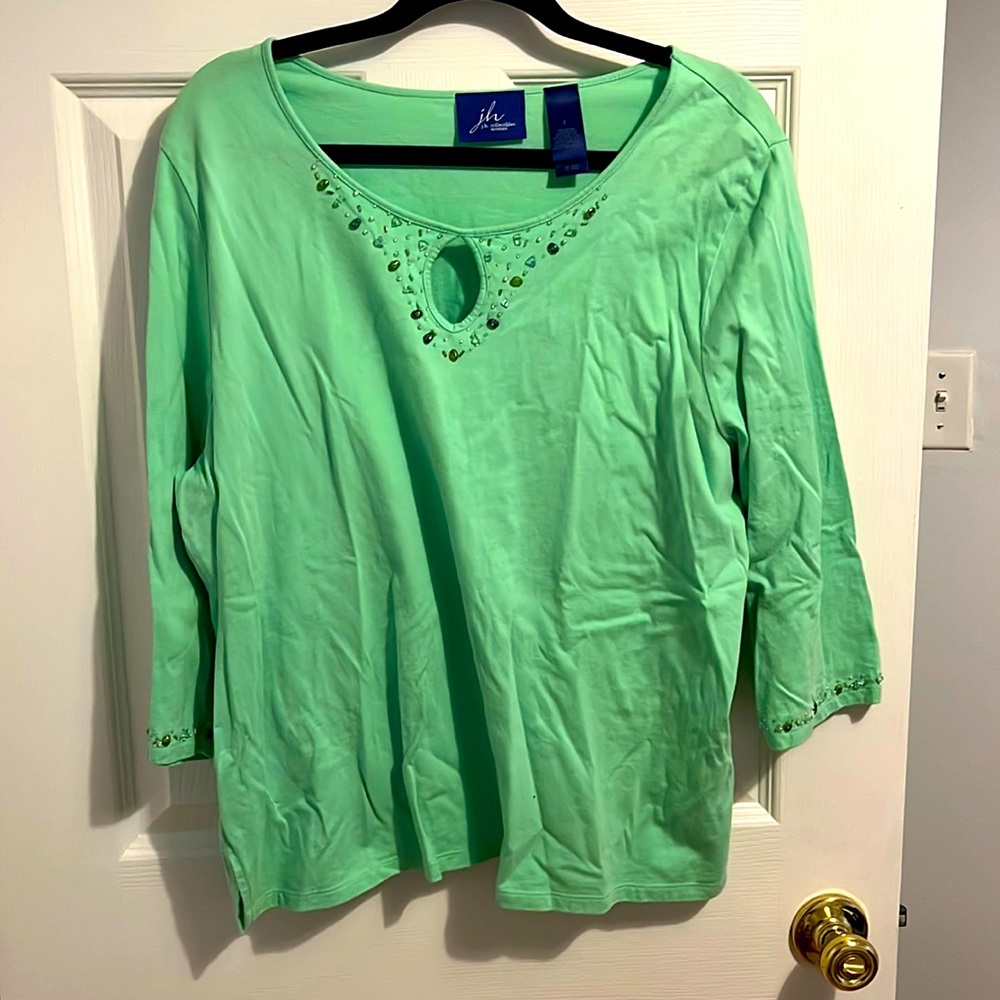 Green Embellished Blouse